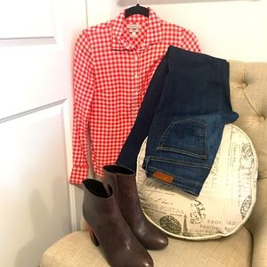 ✨ Moving sale 🚗- J. Crew Pink Plaid Perfect Fit Top, Size 00